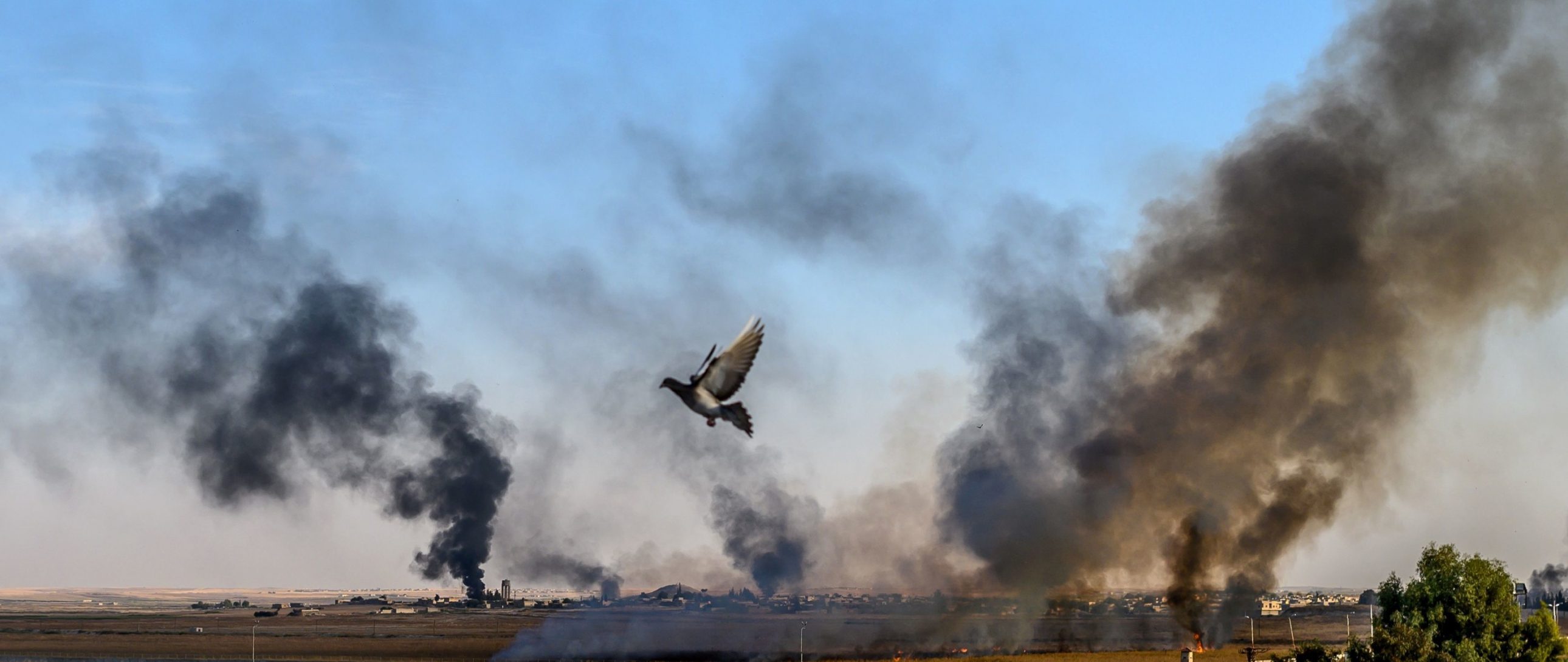 Smoke rises from the Syrian town of Tal Abyad